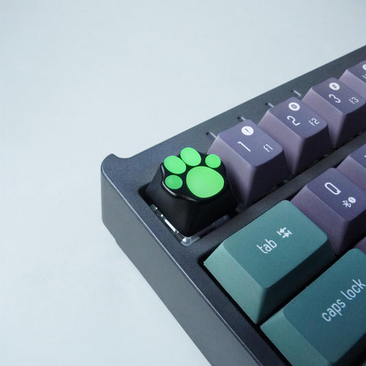 ALUMINUM & SILICONE FLUORESCENT KITTY PAW ARTISAN KEYCAP