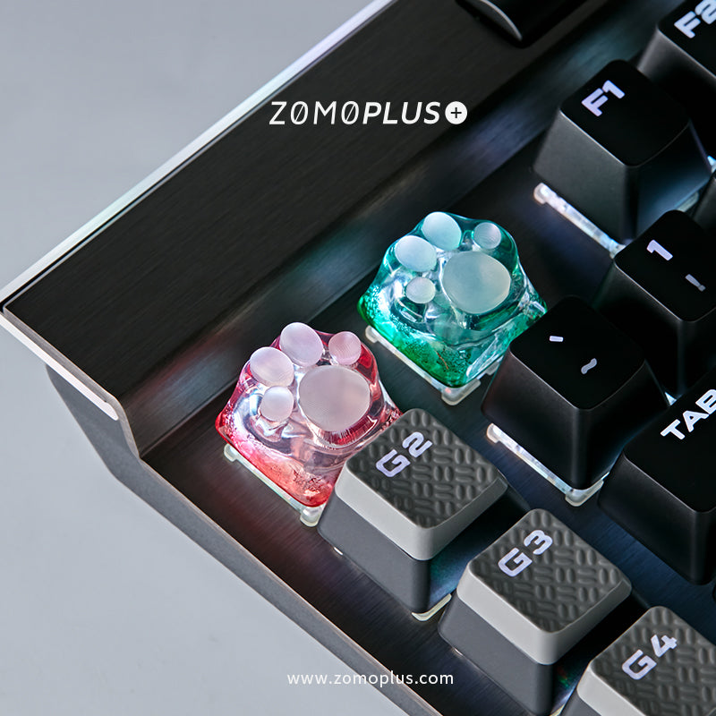 3D PRINTED RESIN & SILICONE TRANSPARENT KITTY PAW ARTISAN KEYCAP