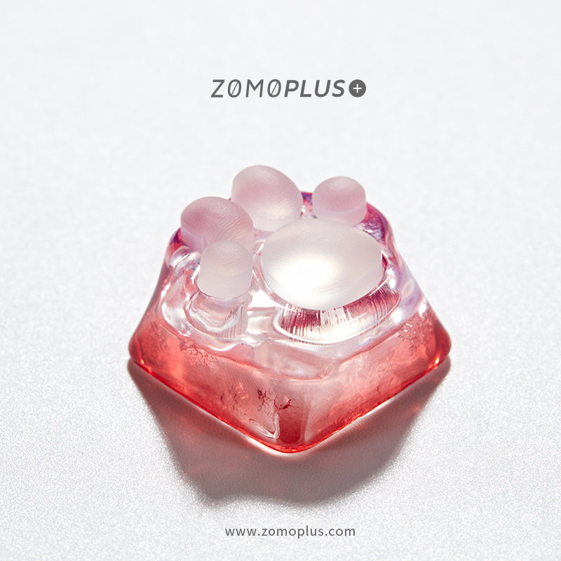 3D PRINTED RESIN & SILICONE TRANSPARENT KITTY PAW ARTISAN KEYCAP
