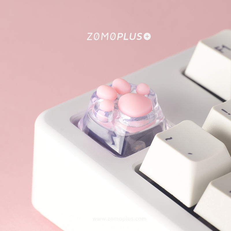 3D PRINTED RESIN & SILICONE TRANSPARENT KITTY PAW ARTISAN KEYCAP