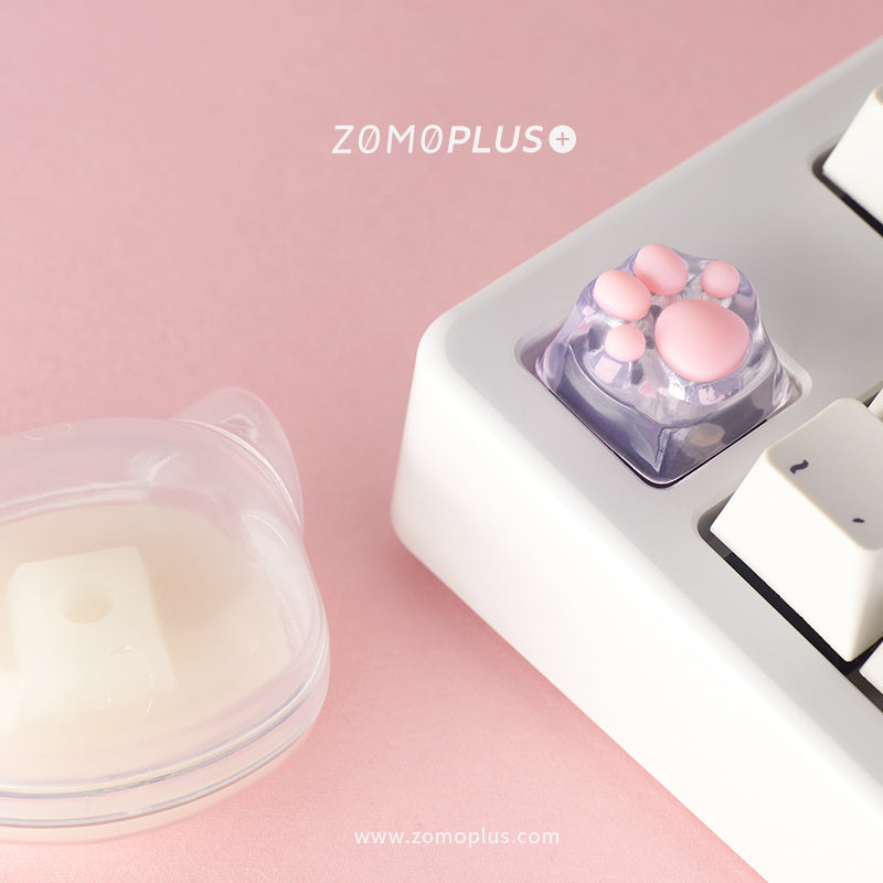 3D PRINTED RESIN & SILICONE TRANSPARENT KITTY PAW ARTISAN KEYCAP