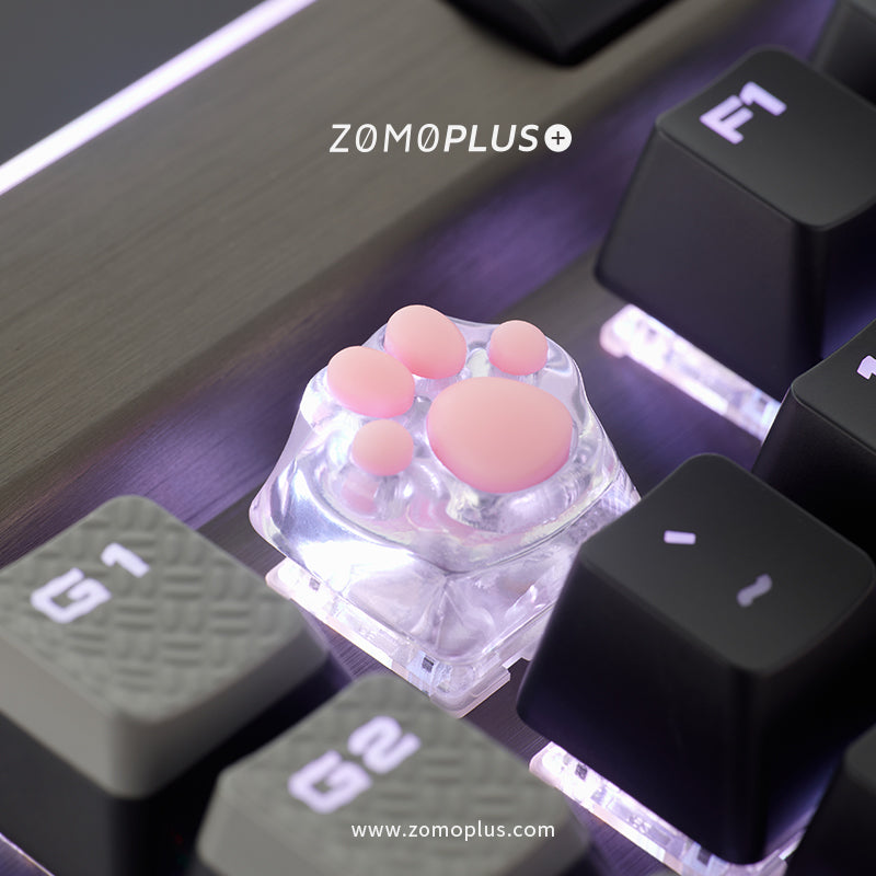 3D PRINTED RESIN & SILICONE TRANSPARENT KITTY PAW ARTISAN KEYCAP