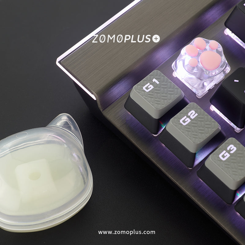 3D PRINTED RESIN & SILICONE TRANSPARENT KITTY PAW ARTISAN KEYCAP