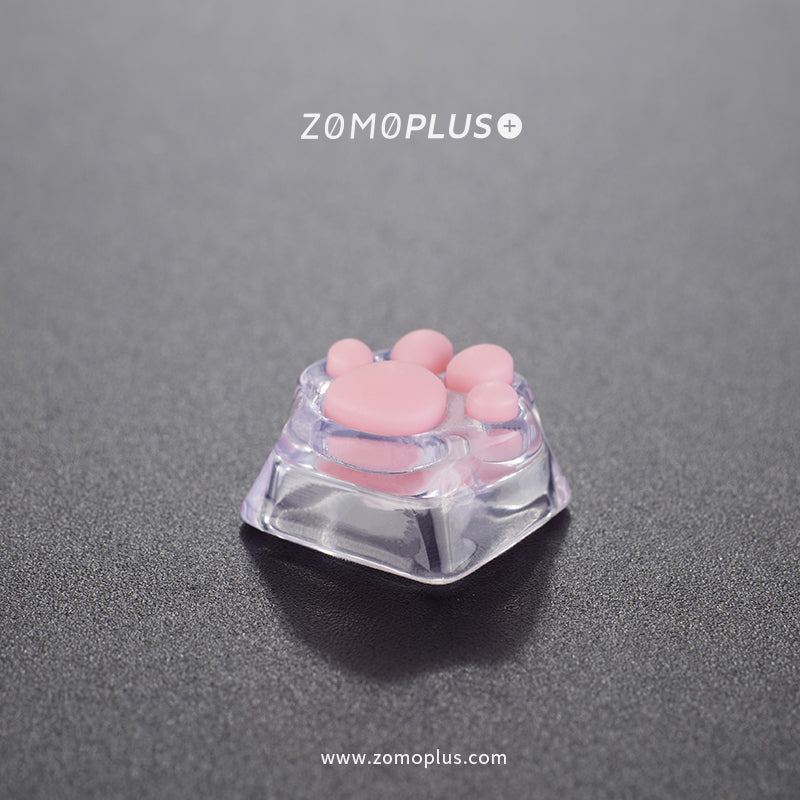 3D PRINTED RESIN & SILICONE TRANSPARENT KITTY PAW ARTISAN KEYCAP