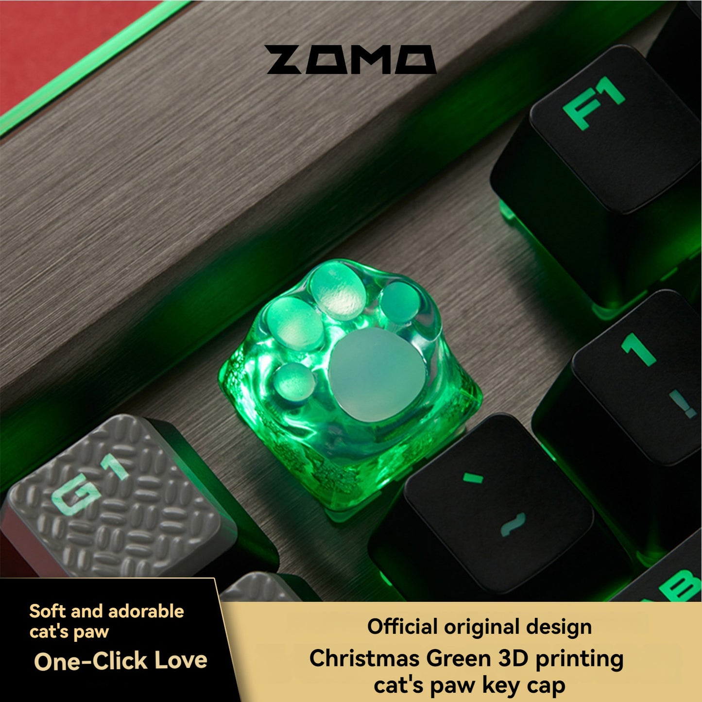 ZOMO Pink MZ Paw Rotatable Metal Keycap for Mechanical Keyboard Cherry MX Compatible