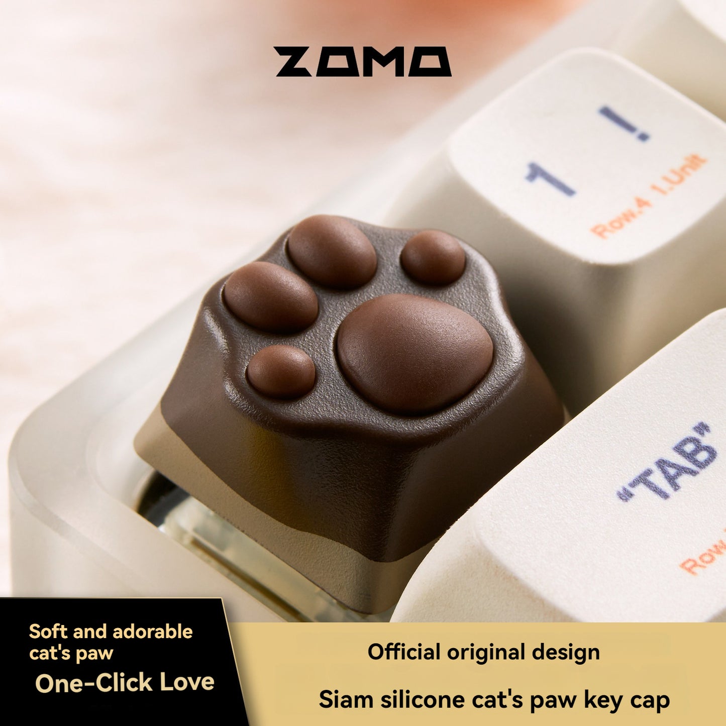 ZOMO Pink MZ Paw Rotatable Metal Keycap for Mechanical Keyboard Cherry MX Compatible