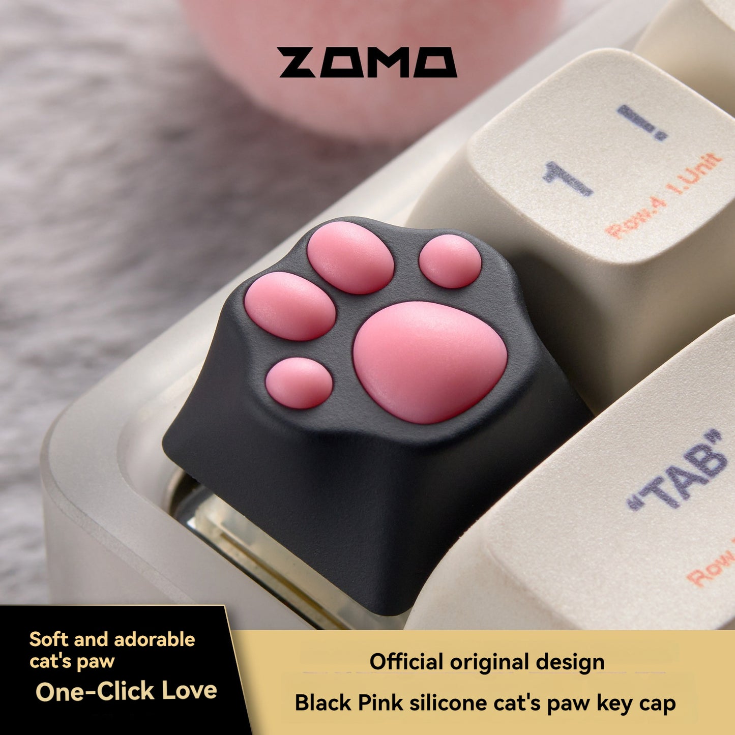 ZOMO Pink MZ Paw Rotatable Metal Keycap for Mechanical Keyboard Cherry MX Compatible