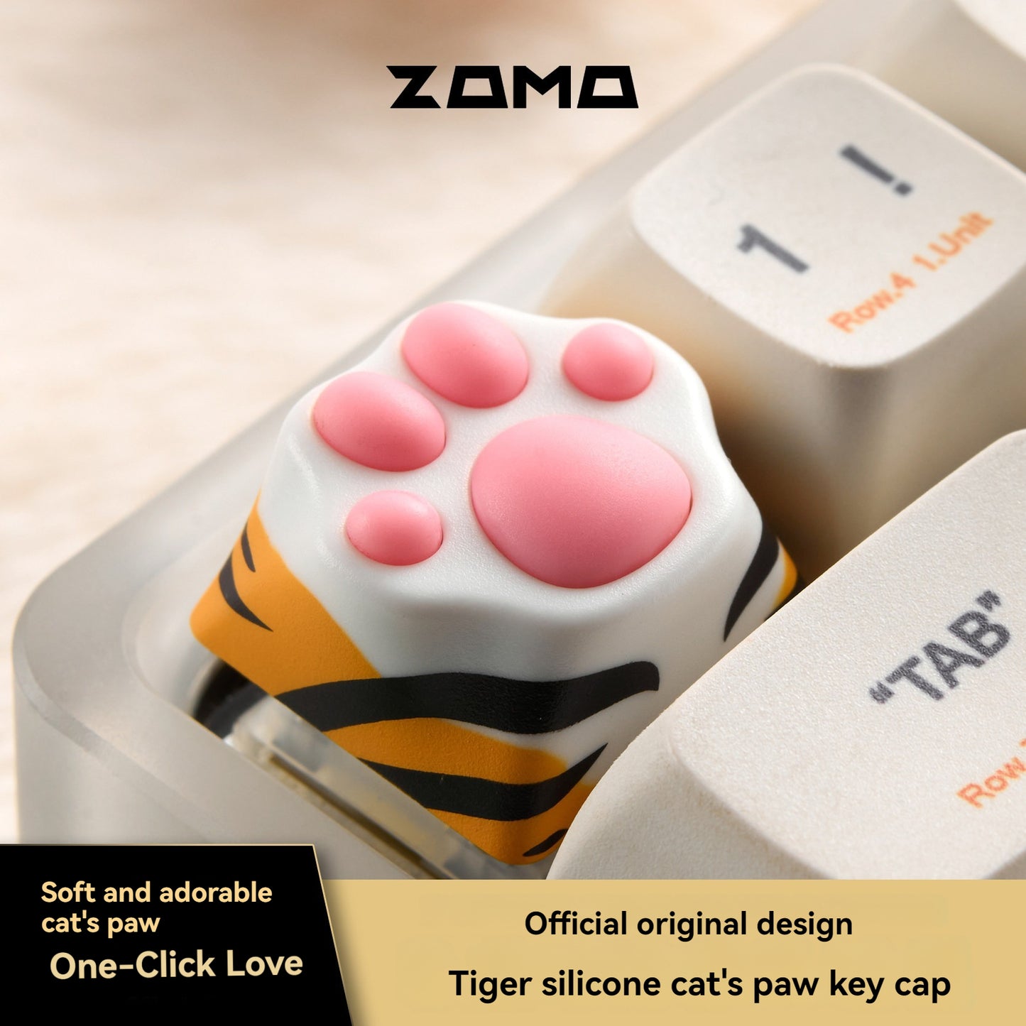 ZOMO Pink MZ Paw Rotatable Metal Keycap for Mechanical Keyboard Cherry MX Compatible