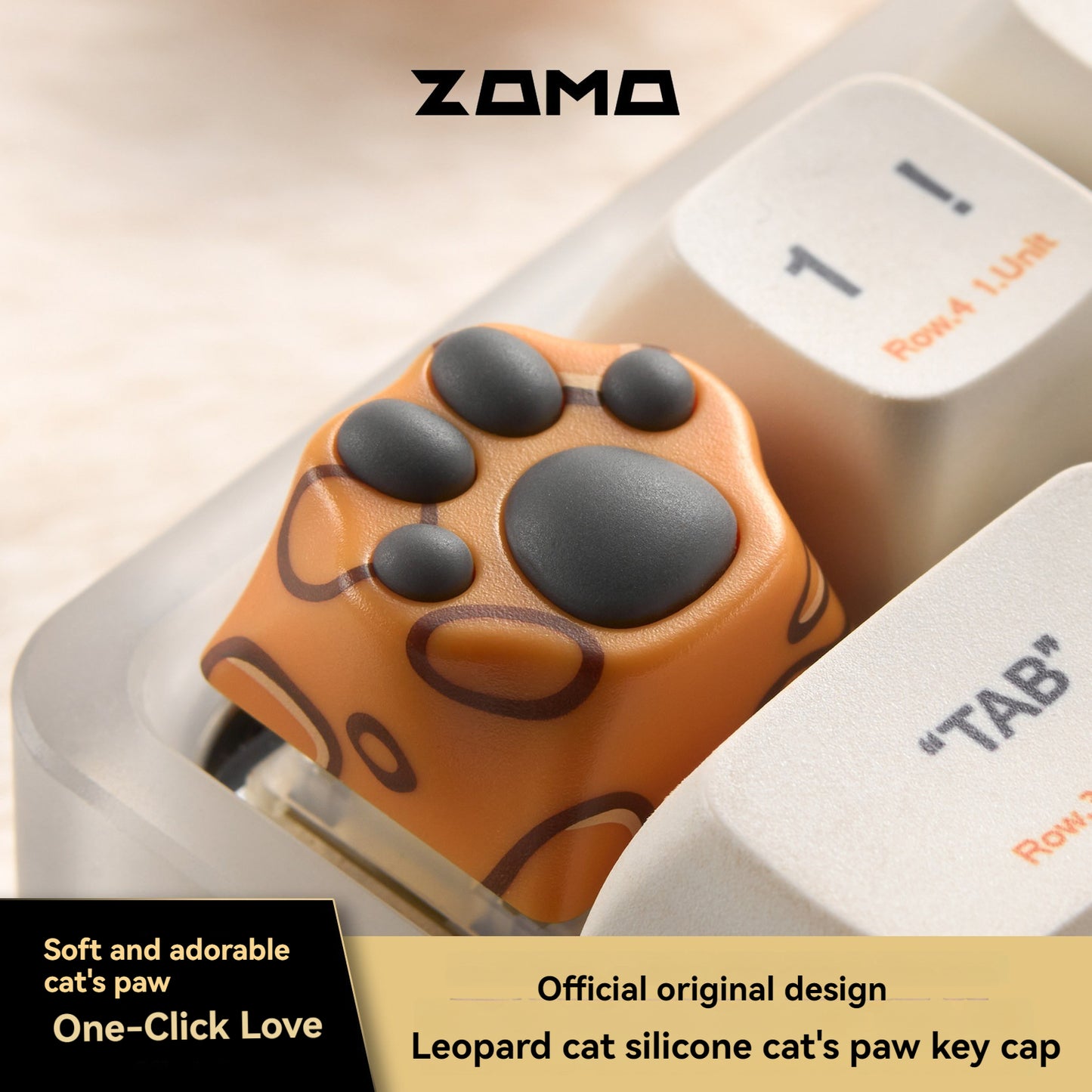 ZOMO Pink MZ Paw Rotatable Metal Keycap for Mechanical Keyboard Cherry MX Compatible