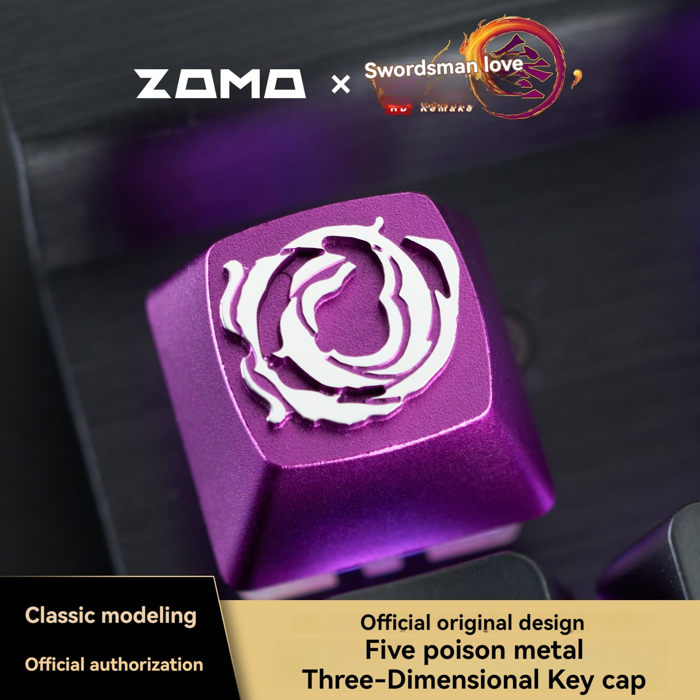 ZOMO & JW3 Jointly-Designed Original Metal Keycaps Compatible with Customized Mechanical Magnetic Shaft Gaming eSports Keyboard